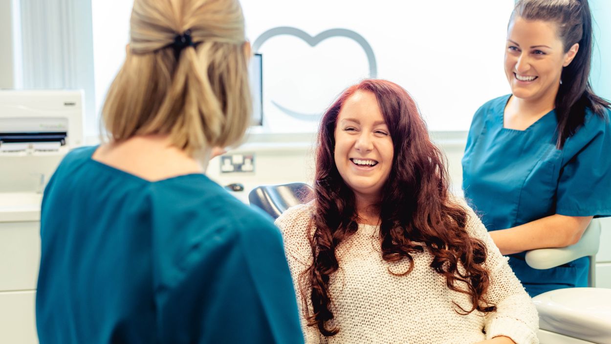 Patient discussing whitening with the dentist